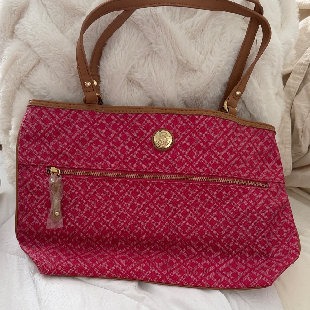 Tommy Hilfiger Pink and Tan Tote Bag